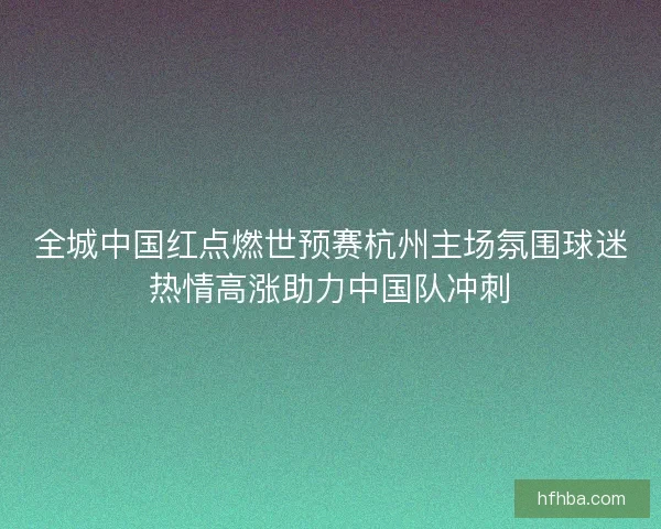 全城中国红点燃世预赛杭州主场氛围球迷热情高涨助力中国队冲刺